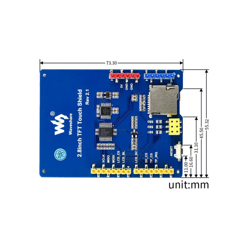 Waveshare pelindung sentuh TFT 2.8 inci layar sentuh resistif LCD resolusi 320*240 kompatibel dengan Arduino/Leonardo