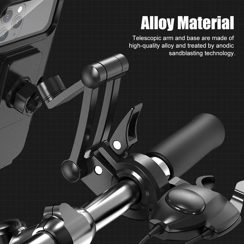 Universal motocicleta telefone mount, impermeável, casca dura, caso titular, 360 ° ajustável, titular da bicicleta celular, até 6,7 polegadas