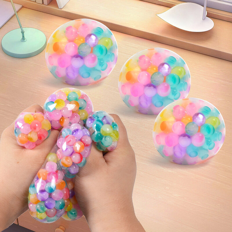 6cm Kinder exotische Prise die Regenbogen Perle Druck reduzieren Ball Vent Ball Dekompression Spielzeug tpr Prise le Trauben ball Erwachsenen Spielzeug