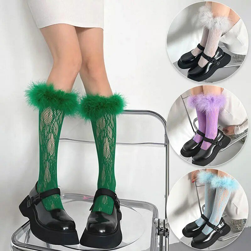 Feather Ankle Socks Women'S Colorful Feather Lace Stockings Sexy Stockings Women'S Summer Long Knee Compression Stockings 1 Pair