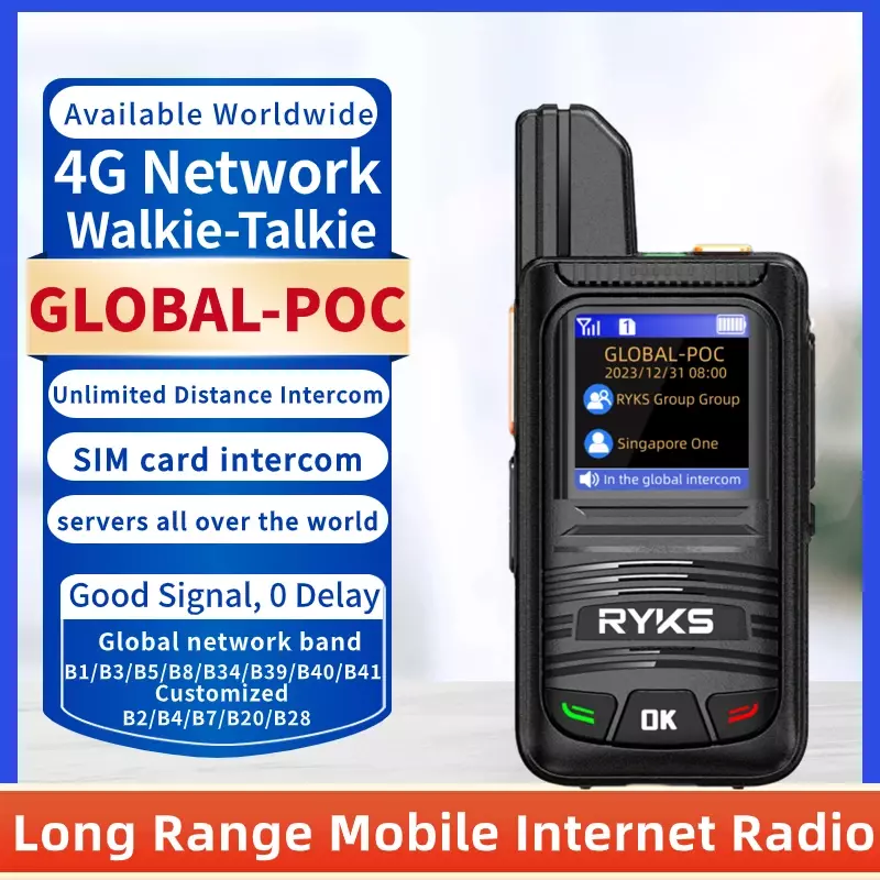 Global-Intercom 4G PoC Walkie talkie Internet radio bidirezionale Sim Card walkie talkie a lungo raggio 5000km coppia GPS ham