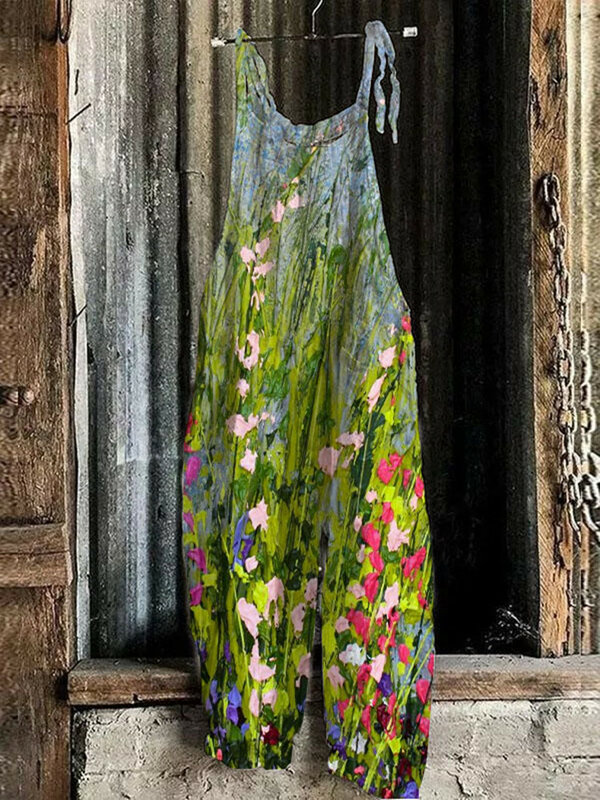 Bretelle stampate in 3D estive da donna pagliaccetto floreale di moda sciolto confortevole bretelle Casual di grandi dimensioni