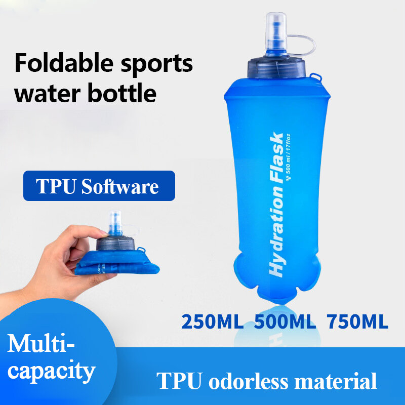 250 مللي 500 مللي 750 مللي قارورة لينة من البولي يوريثان زجاجة ماء خفيفة قابلة للطي لطي زجاجة ماء تشغيل الترطيب حزمة الخصر حقيبة سترة
