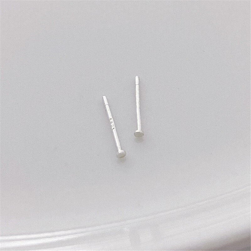 S925 reines silber ohr nagel ohrring flach kopf perlen platte hand gefertigt diy perlen ohr stütze leeres stütz material zubehör e057