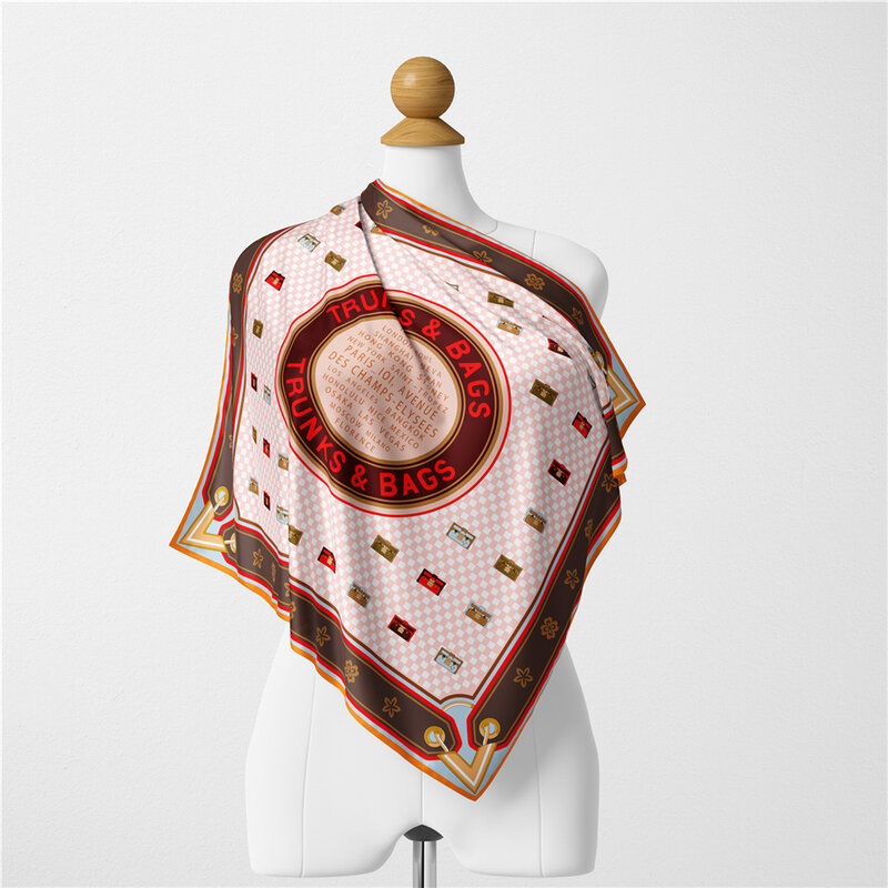 Bufandas de seda para mujer, pañuelo cuadrado pequeño de 21x21 pulgadas, ligero y transpirable, estampado, 53CM