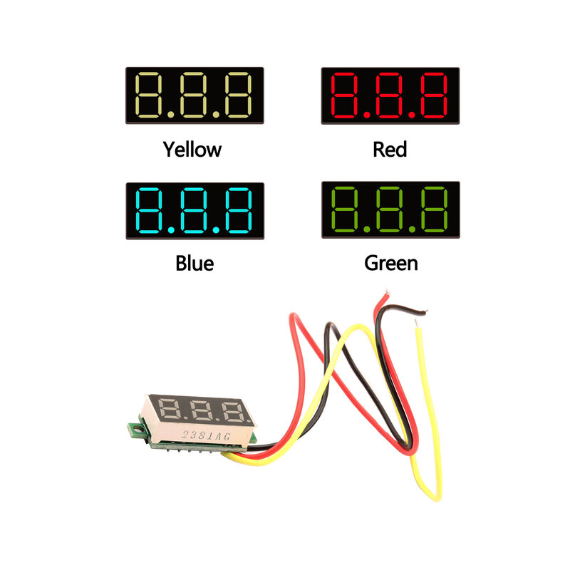 5PCS 0.28 Inch DC LED Digital Voltmeter 0-100V Voltage Meter Car Mobile Power Voltage Tester Detector 12V Red Green Blue Yellow