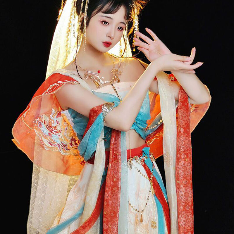 Hanfu ملابس النساء الصين دونهوانغ فيتيان ملابس الأميرة الغربية Hanfu الغريبة التصوير صورة النمط الصيني الرقص زي