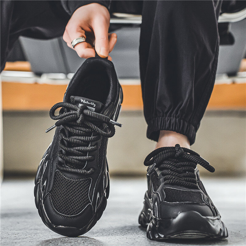Новинка Весна 2024, Модные дышащие спортивные туфли из сетчатого материала, легкие универсальные повседневные кроссовки на толстой подошве с высоким вырезом