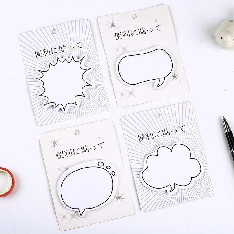 Bloc de notas adhesivas Kawaii para niña, 30 hojas, nubes de diálogo lindas coreanas, notas postales, papelería novedosa, Pestaña de suministro escolar y de oficina