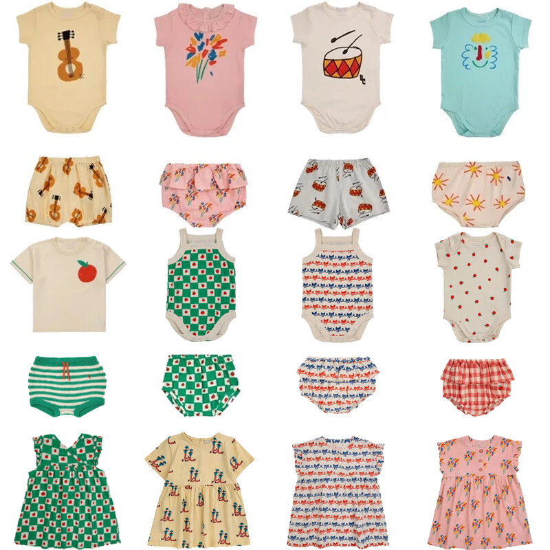 Bebê Meninos e Meninas Bodysuits de Manga Curta, Macacão e Shorts, Conjuntos de Roupas Infantis, Macacões de Moda Infantil, Outwear, BC 24ss