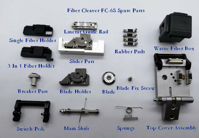 Fiber Cleaver FC-6S FC-6 HPC-8S Accessores Blade Houder Top Cover Swith Pole Slider Rubber Pads Breaker Partsmainshift