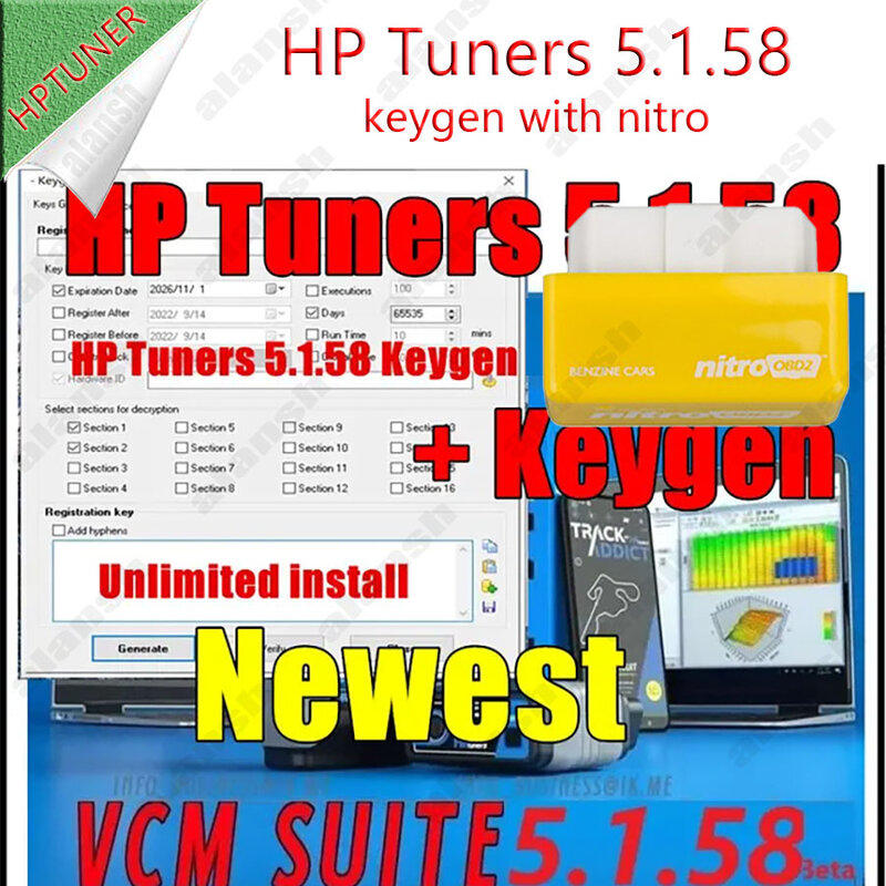 無制限のhp tuners,5.1.58,keygen付き,複数のコンピュータ,新しいインターフェイス,mpvi2,mpvi3,2024