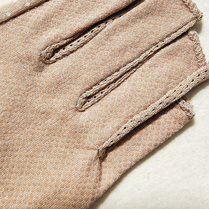 Luvas de algodão para mulher, antiderrapante, respirável, antiderrapante, com ponto, para condução, verão