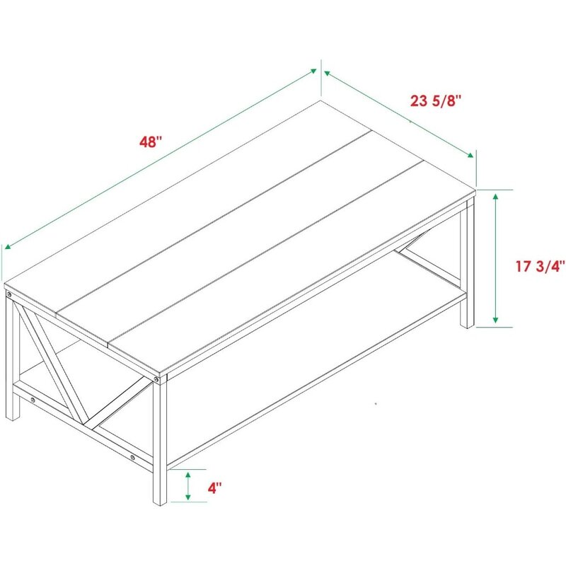 DistMurcia-Table basse ronde en bois, rectangulaire, de 49 pouces, pour salon, étagère de rangement latérale