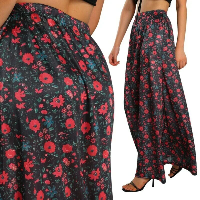 2024 Summer New Women's New Casual Art Fragmented Flower Versatile Slim Fit Large A-line Fishtail Print Long Half Skirt MYQH09