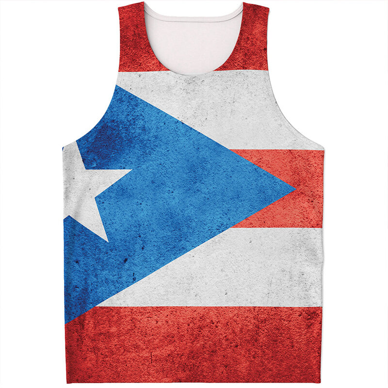Flag Of Puerto Rico 3D Printed Tank Top For Men Kids Summer Casual Sleeveless Shirts Streetwear Oversized Tops Tee Shirt