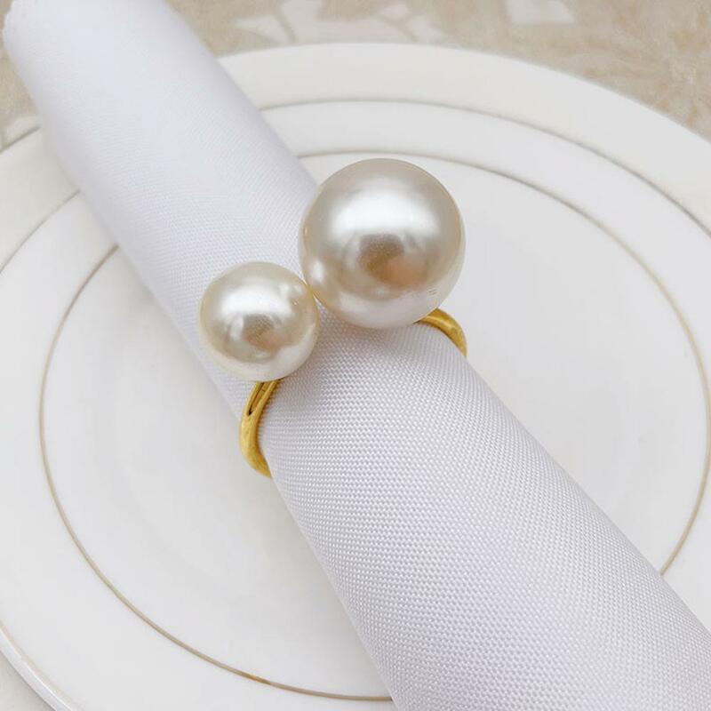 1pc elegante pérolas guardanapo anéis de batismo ouro bangle metal titular guardanapo de casamento presente decoração do chuveiro de noiva para fontes de festa