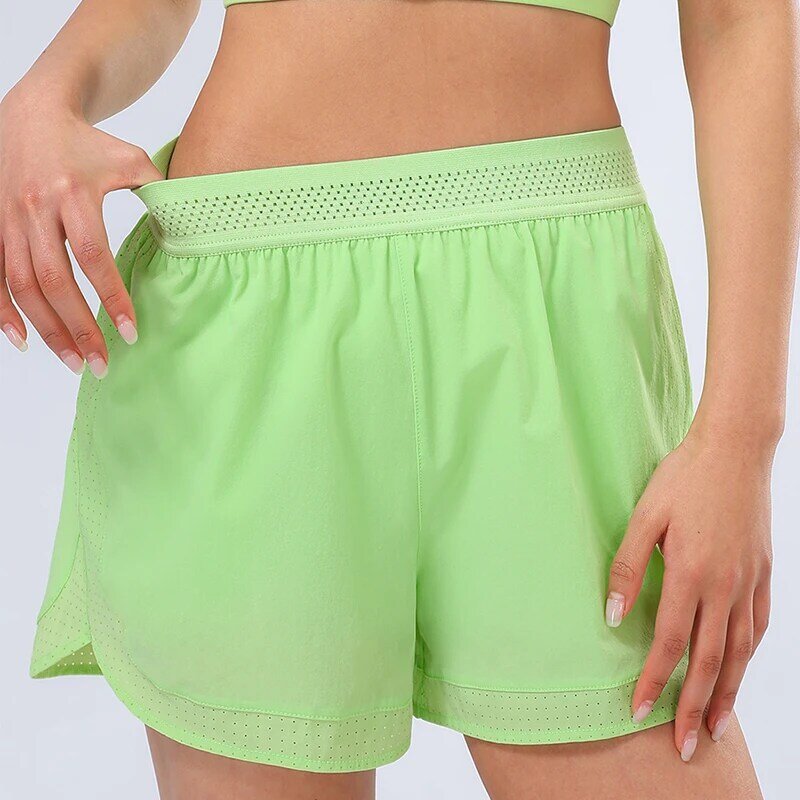 Pantalones cortos deportivos sueltos para Yoga y Fitness, transpirables, de secado rápido, disipación de calor de cintura alta para exteriores, Primavera, 2024
