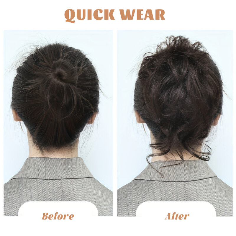 OLACARE syntetyczne przyrząd do koka z włosów Chignon niechlujna opaska z kręconymi włosami elastyczna gumka do sztuczne włosy dla kobiet spinki do włosów czarno-brązowe
