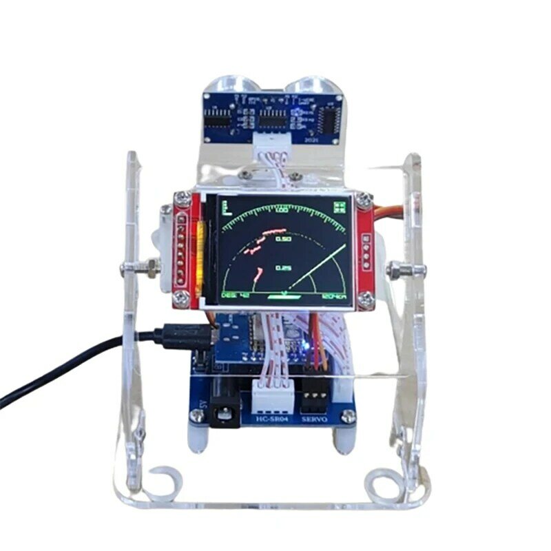 หุ่นยนต์อะคริลิคเรดาร์ขนาดเล็กหน้าจอ TFT ขนาดเล็ก/ใหญ่เป็นเรดาร์อัลตราโซนิคสำหรับหุ่นยนต์ Arduino สำหรับของตกแต่งงานปาร์ตี้ของเล่นแบบตั้งโปรแกรมได้ ESP8266