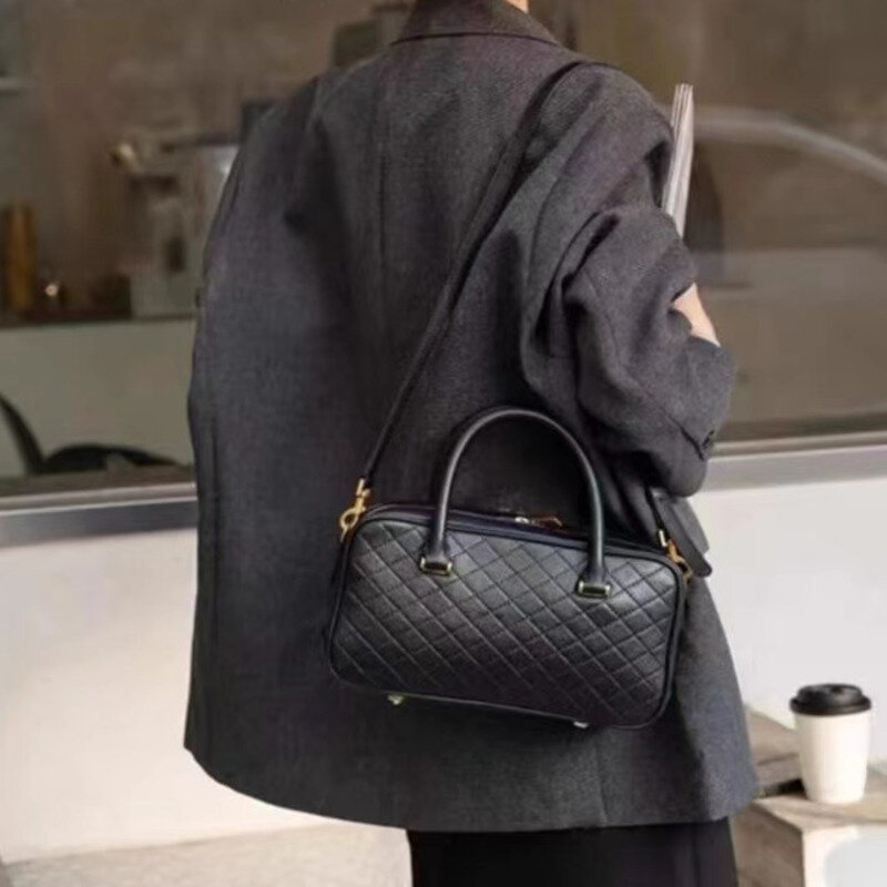 YS tas selempang perjalanan wanita, bantal genggam pola berlian modis tas bahu tunggal 2024, kapasitas besar