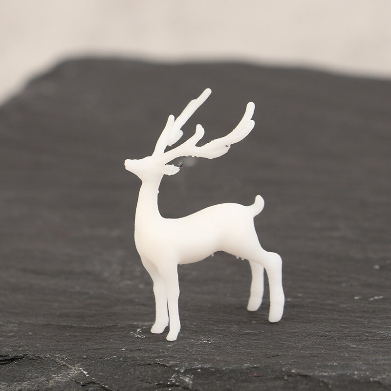 Mini ciervo de cristal de resina, decoración de mesa de postre blanco de alce de bosque de Navidad, decoración de Feliz Navidad para el hogar, regalo de Año Nuevo para niños, 1Pc