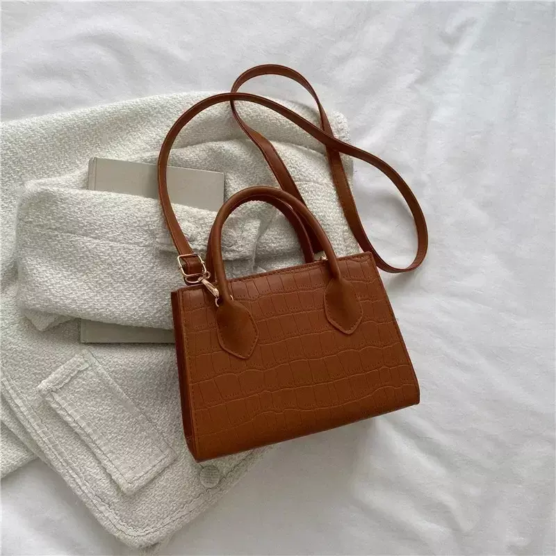 Tas selempang kotak untuk wanita, baru gaya tas tangan dompet tas bahu kecil pegangan atas THW2-1