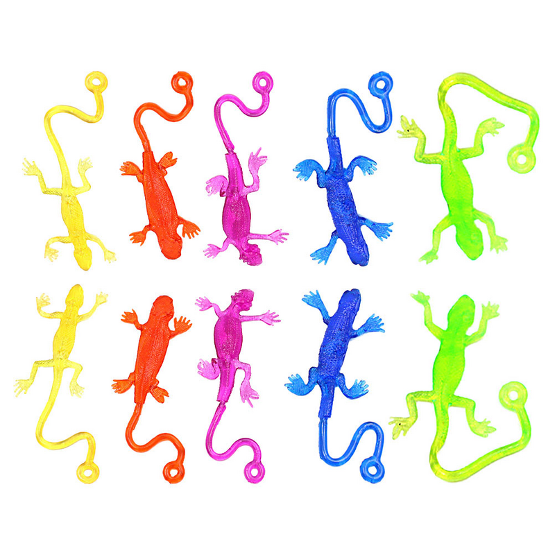 Mainan kadal lengket anak-anak, 15 buah mainan elastis kreatif kadal lengket lucu