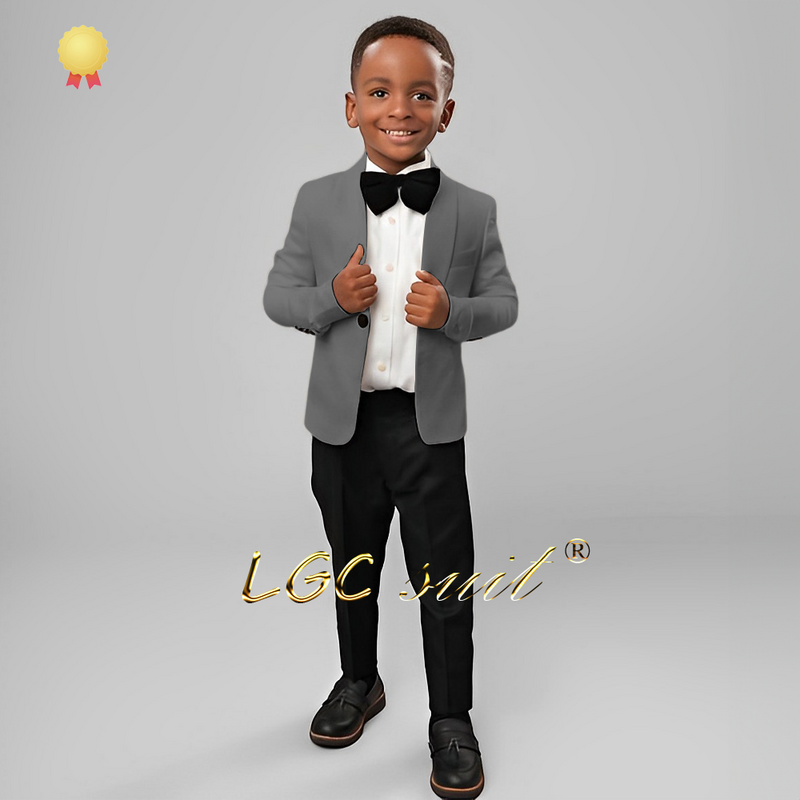 Boys ivory wedding suit 2 piece set (jacket and black trousers) suitable for children aged 2-16 years old custom tuxedo