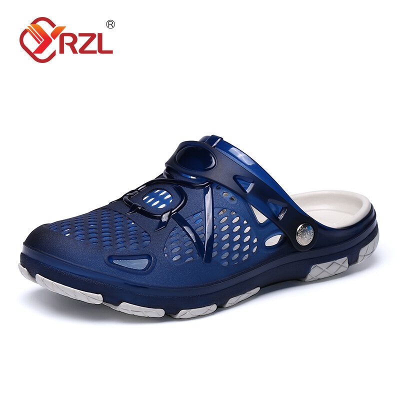 YRZL Men Shoes Beach Slippers Outdoor Hollow Out Casual Beach Sandals Comfortable Clogs Non-slide Male Water Shoes Mens Slippers