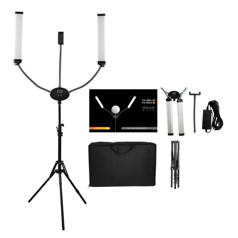 FX-480II 48W 3200K-5500K Double Arms Beauty Fill LED photographic lighting for Live Stream/Makeup/Phone Camera/Tattoo