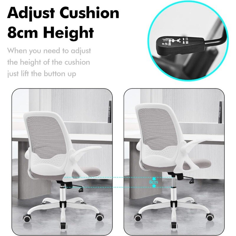 Krzesło biurowe KERDOM, ergonomiczne krzesło biurowe, oddychająca siateczkowa krzesło do pracy na komputerze, wygodne obrotowe krzesło biurowe z podłokietnikami