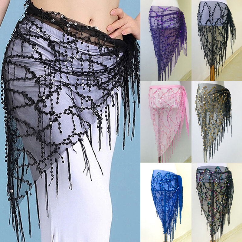 Belly Dance Costumes Sequins Tassel Indian Belly Dance Hip Scarf For Women Belly Dancing Waist Chain Costumes Accessories