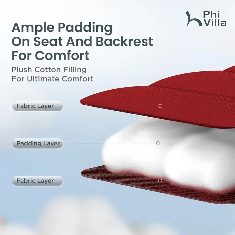Kursi santai teras lipat dengan sandaran kepala yang dapat disesuaikan dan penahan gelas, mendukung 350 pon (merah) kursi santai