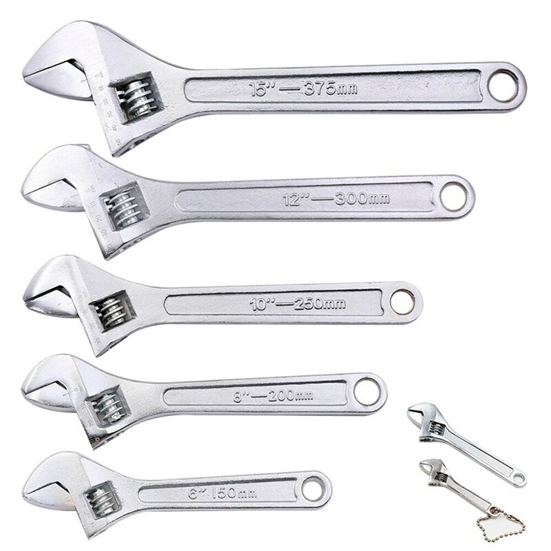 Adjustable Wrench Universal Repair Tool Spanner Wrench 2.5 4 6 8 10 12 15 Inch