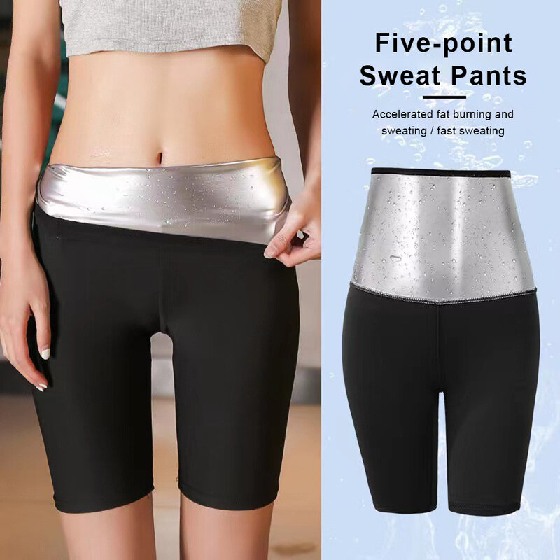 Suor Slim Calças para Mulheres, Cintura Compressão, Body Shaping Leggings, Shorts Exercício, Queima de Gordura Shapewear, XL, XL