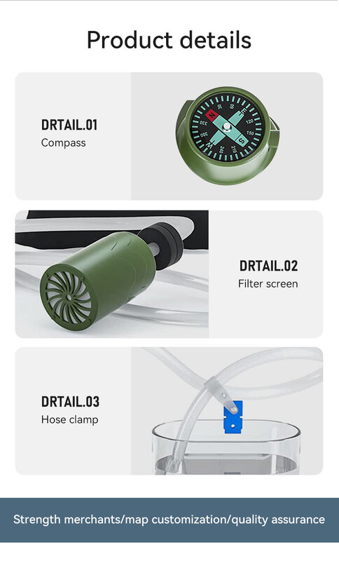 Outdoor Camping New Hand Pump Survival Tool Portable Individual Water Purifier Camping Drinking Water