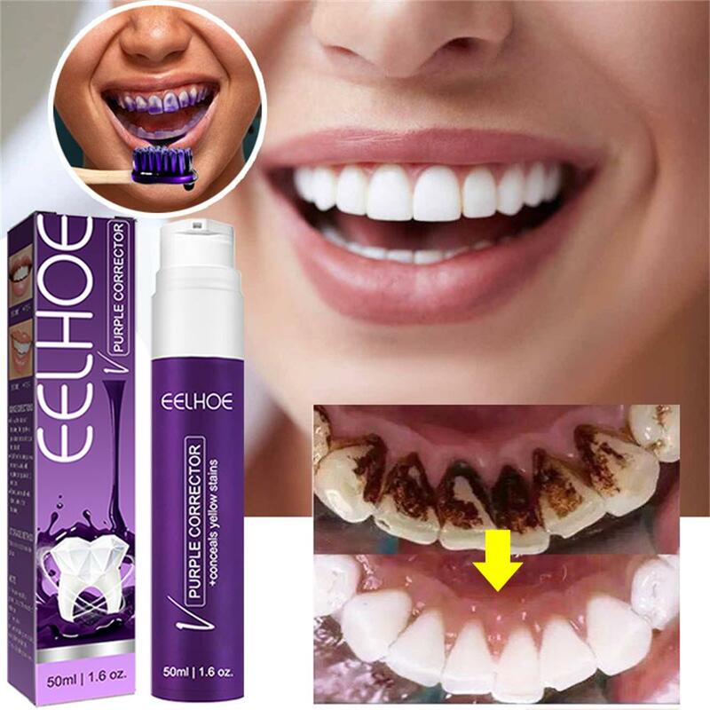 50/30ml lila sichere Bleaching Zahnpasta erfrischende Atem zähne Schaum Zahn reinigung Mousse Plaque Entfernung Zahnspange Zahnpflege