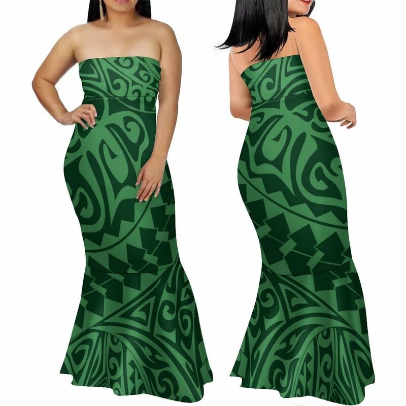 Nowości Odzież Samoa Polinezyjskie sukienki z rybim ogonem Sukienka bodycon Długa sukienka bez ramiączek Syrena