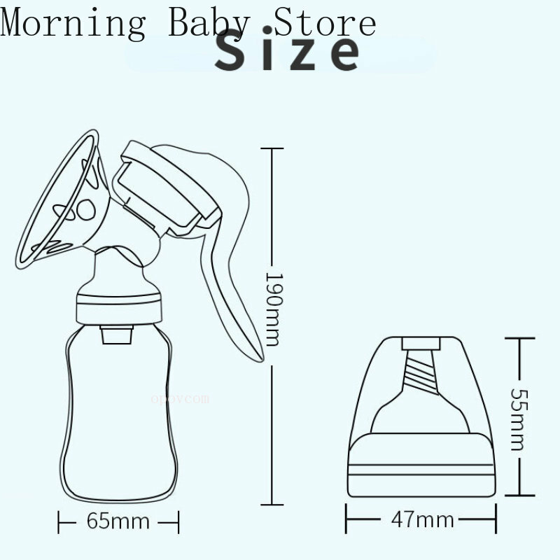 เครื่องปั๊มนมแม่ด้วยมือขนาด150มล. ทำจากซิลิโคน PP ปราศจากสาร BPA พร้อมอุปกรณ์ปั๊มน้ำนมฟังก์ชันจุกนม