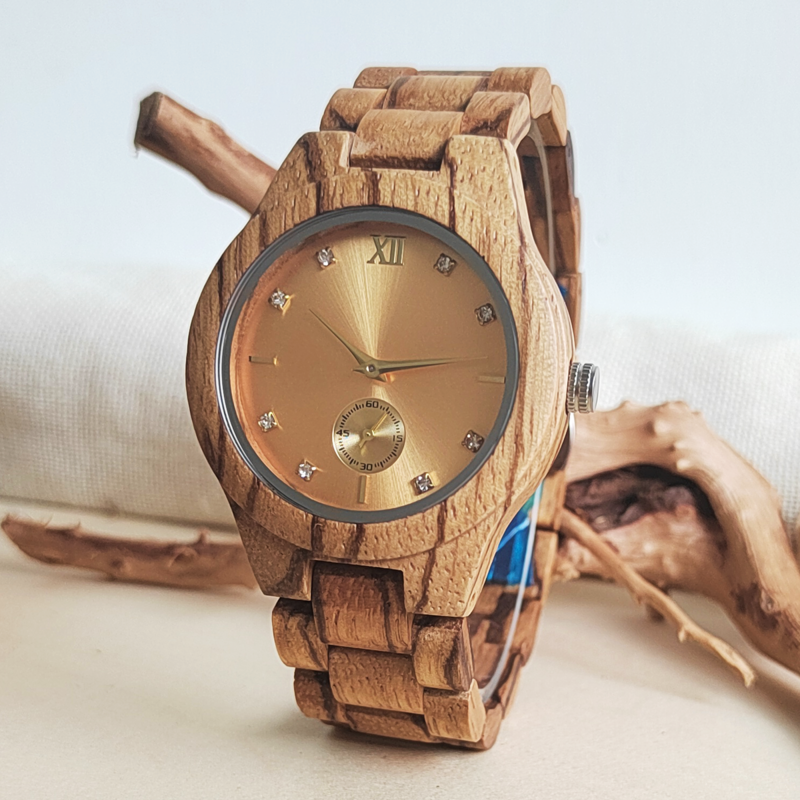 Niestandardowe drewniane zegarki dla kobiet symulowane diamentowa tarcza urodziny spersonalizowane prezenty urodzinowe oryginalne zegarki damskie kwarcowe