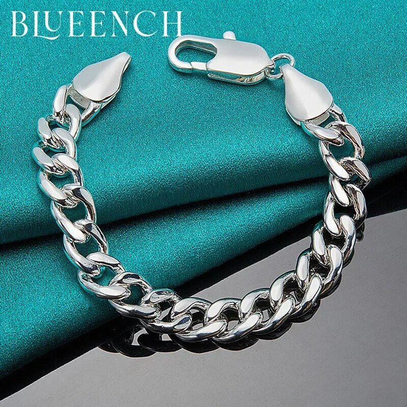 Blueench 925 Sterling Silver Twist Braid Bracelet for Men and Women European and American Personality Hip Hop Fashion Jewelry