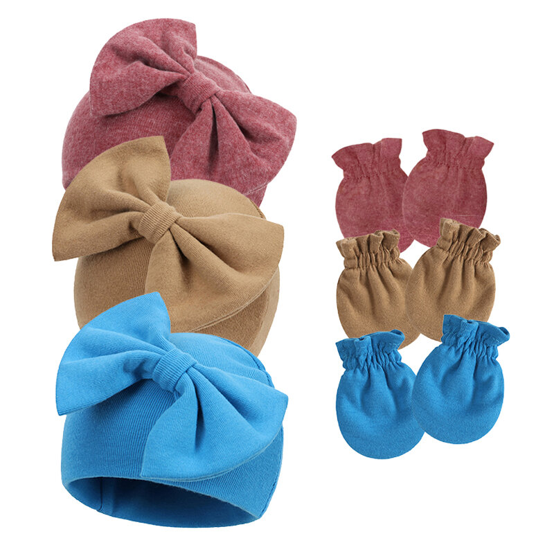 Nowonarodzona czapka dla niemowląt z rękawiczkami bawełniana czapka dla niemowląt prezent dla dziewczynki czapka z daszkiem czapka dla niemowląt akcesoria dla niemowląt noworodka fotografia rekwizyty