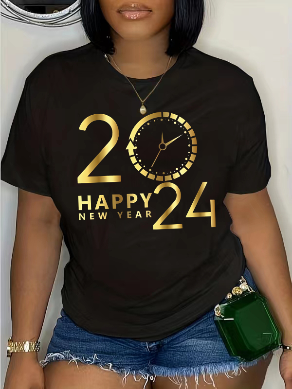 Camiseta de manga corta con cuello redondo para mujer, camiseta estampada informal, ropa de talla grande, Y2k, verano 2024
