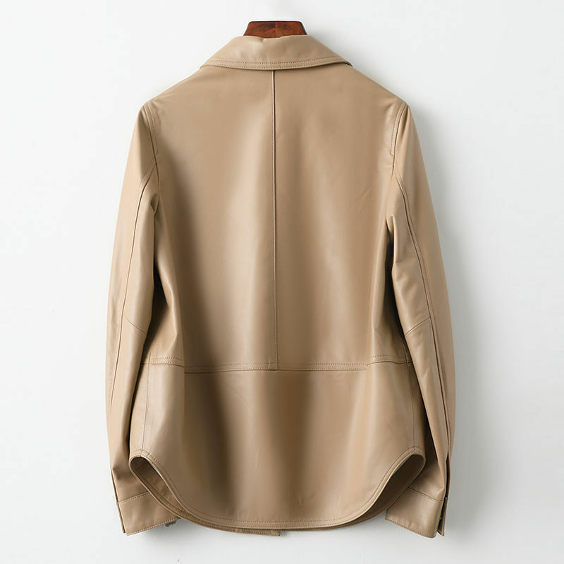 Jaqueta de couro genuíno feminina, jaqueta casual de pele de carneiro, primavera, novo produto, 100, 2023