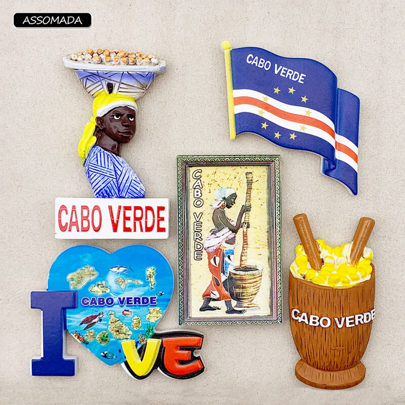 3D Cabo Verde IMA magnesy na lodówkę Cachupa sprzedawca CAPE VERDE flaga magnetyczna naklejka na lodówkę pamiątka z podróży dekoracja prezent