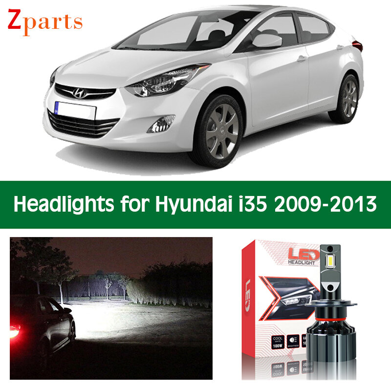 Bombillas de coche para Hyundai i35, 2009, 2010, 2011, 2012, 2013, luz LED Canbus de haz bajo, accesorios de lámpara