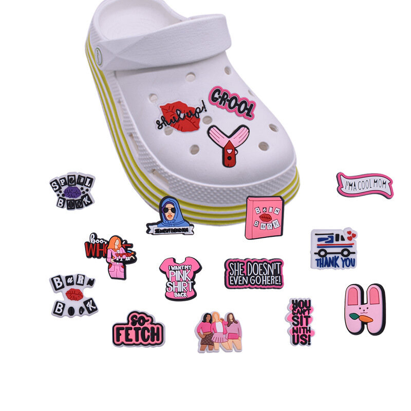 2 Stück rosa Mädchen Schuh Charms Dekoration Pins für Kinder PVC Ornament Pin Clog Männer Frauen Sandalen Zubehör Großhandels preis