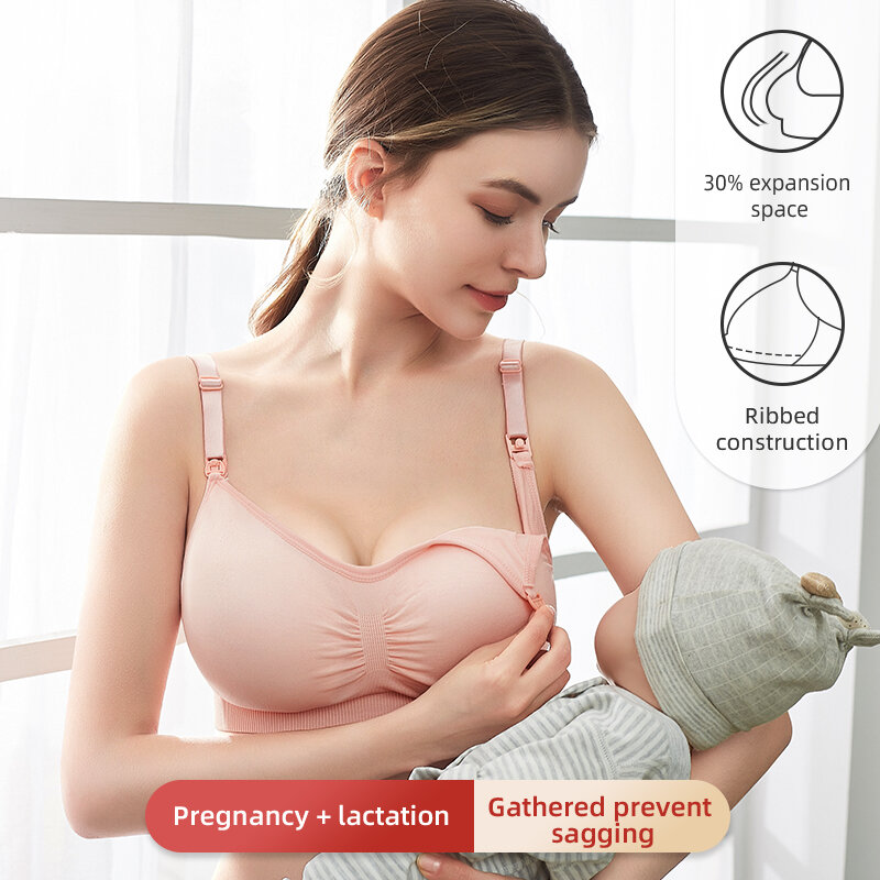 مجموعة من 3 حمالة صدر تمريض قطن ، عالية الجودة ، قابلة للتنفس ، سلس ، حجم كبير ، للنساء الحوامل