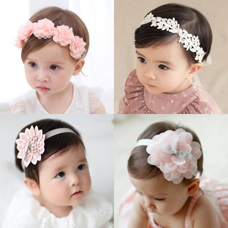 Diadema con lazos de flores para niña, cintas para el pelo para bebé, turbante para recién nacido, accesorios para el cabello para bebé